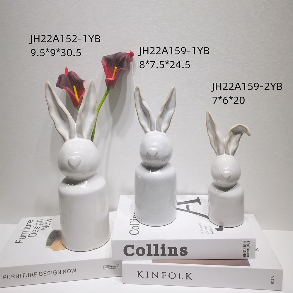 Moderne Statue Schreibtisch Ornament Ostern Tier Miniaturen Kaninchen Keramik Ostern Kaninchen Figur 5