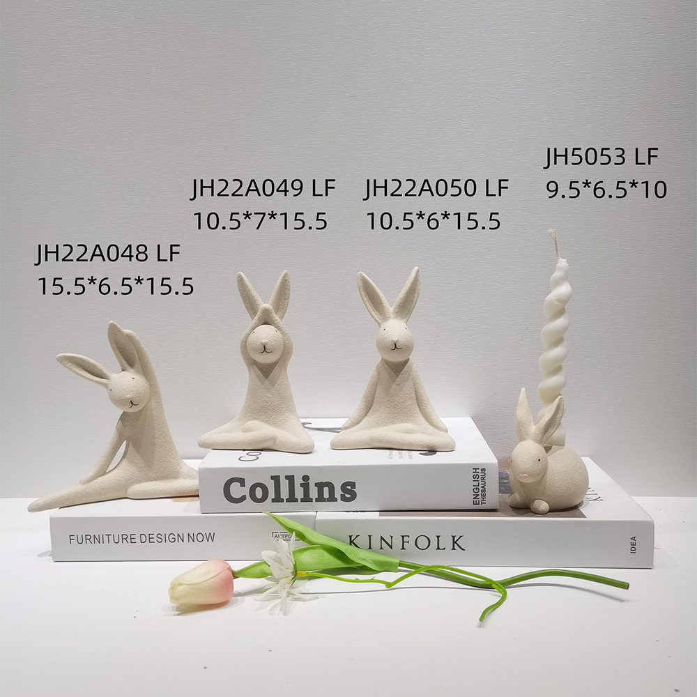 Moderne Statue Schreibtisch Ornament Ostern Tier Miniaturen Kaninchen Keramik Ostern Kaninchen Figur 6
