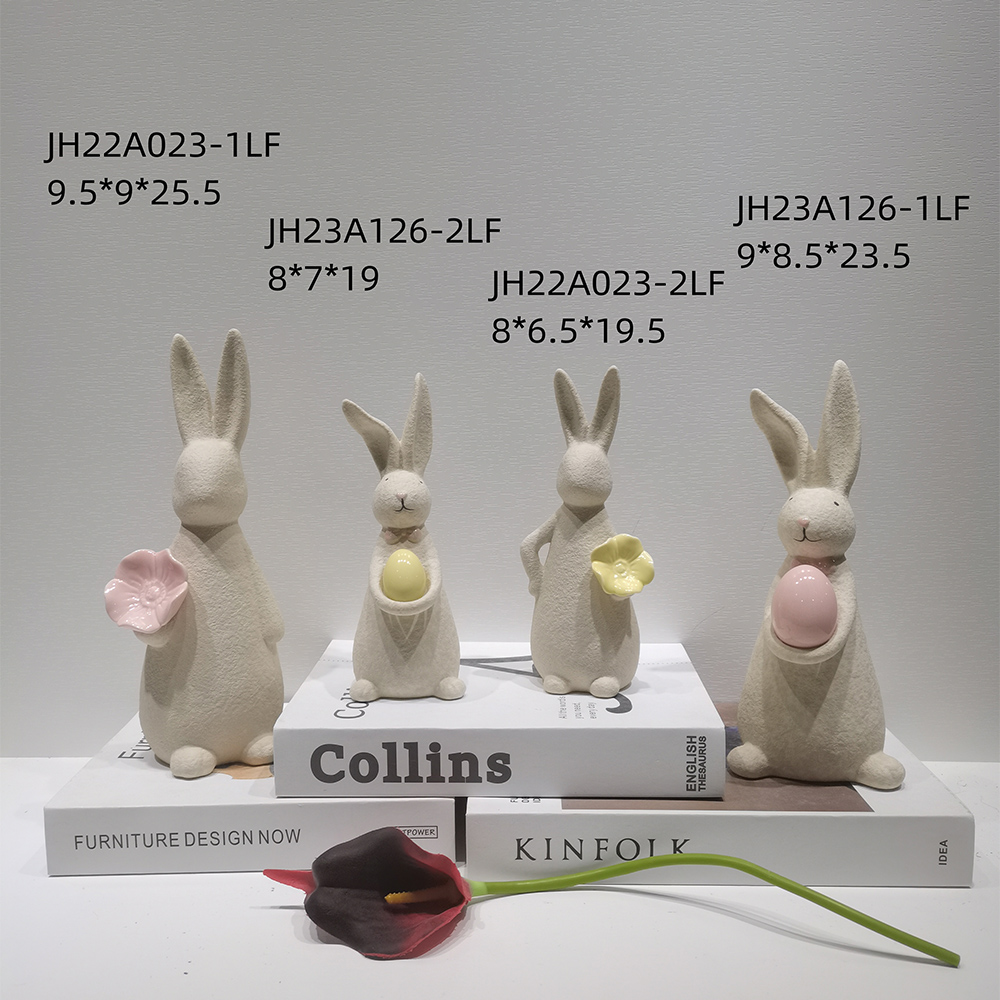 Весенний пасхальный кролик держит пасхальные яйца керамические фигурки кроликов украшения 3