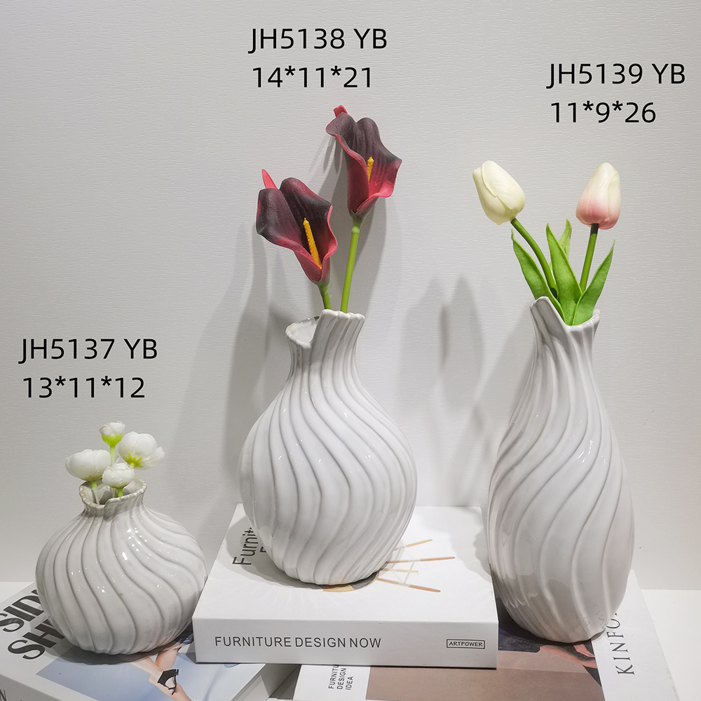 Maceta con arreglo floral, decoración de escritorio, jarrón de cerámica blanca nórdica, mini floreros 5