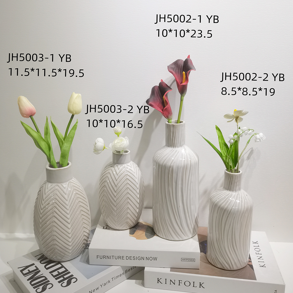 Maceta con arreglo floral, decoración de escritorio, jarrón de cerámica blanca nórdica, mini floreros 6