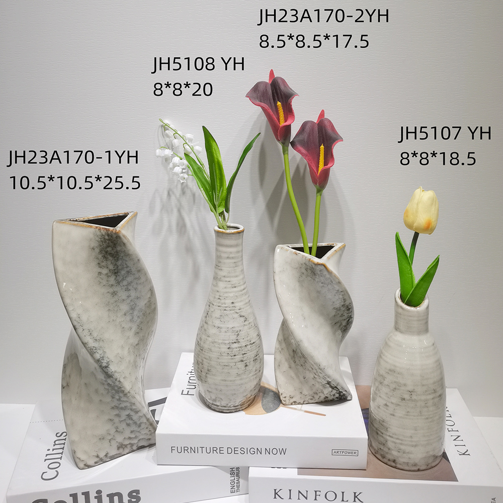 Arreglo floral artificial, maceta, decoración del hogar, jarrones de cerámica nórdicos 5