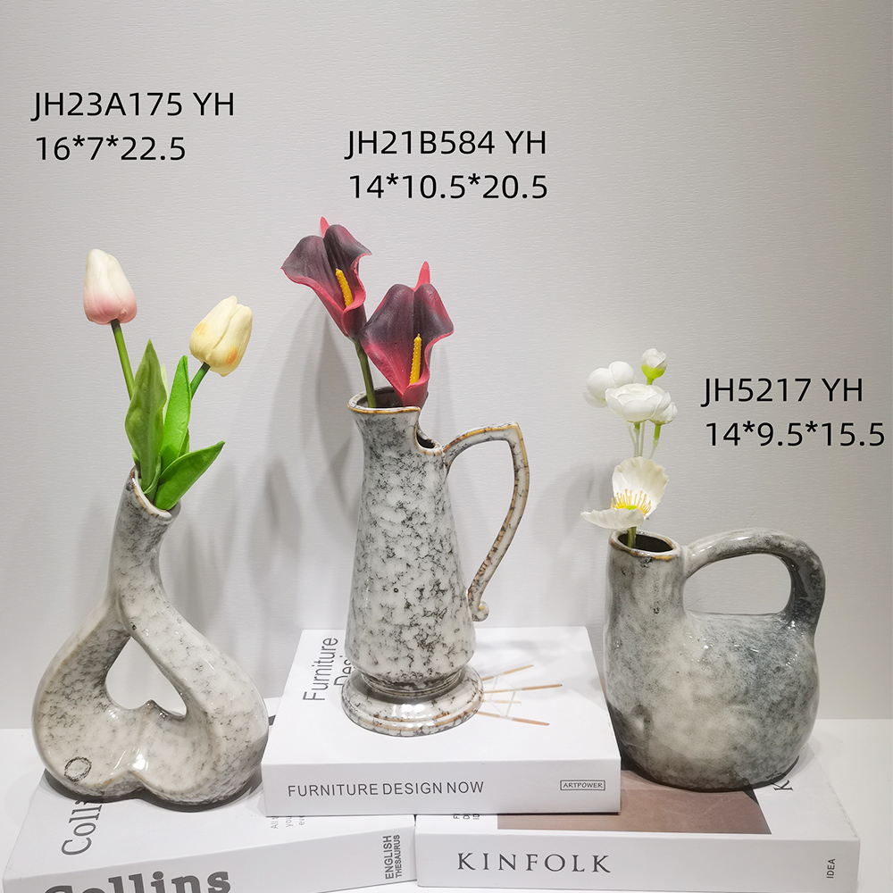 Arreglo floral artificial, maceta, decoración del hogar, jarrones de cerámica nórdicos 7