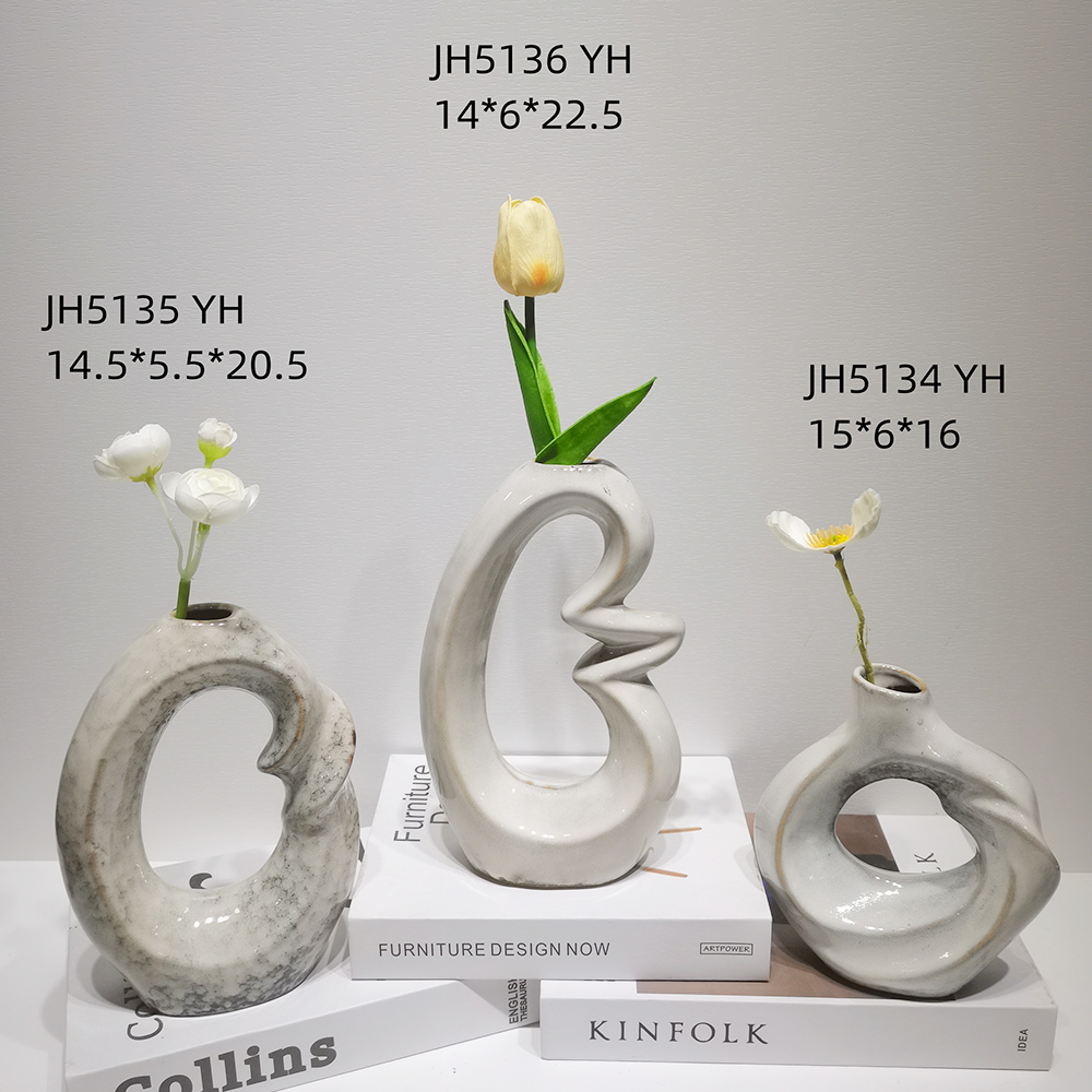 Jarrón decorativo de cerámica abstracta con decoración nórdica minimalista para el hogar moderno y rústico. 8