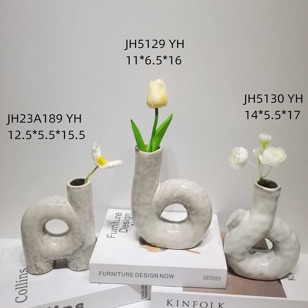 Jarrón decorativo de cerámica abstracta con decoración nórdica minimalista para el hogar moderno y rústico. 6