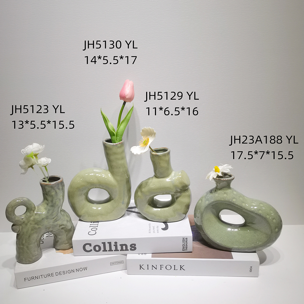 Jarrón decorativo de cerámica rústica para decoración de estanterías de cocina y hogar. 6