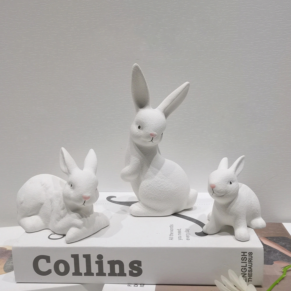 Modern Statue Desk Ornament Easter Animal Miniatures Rabbit Ceramic Easter Rabbit Figurine1 1