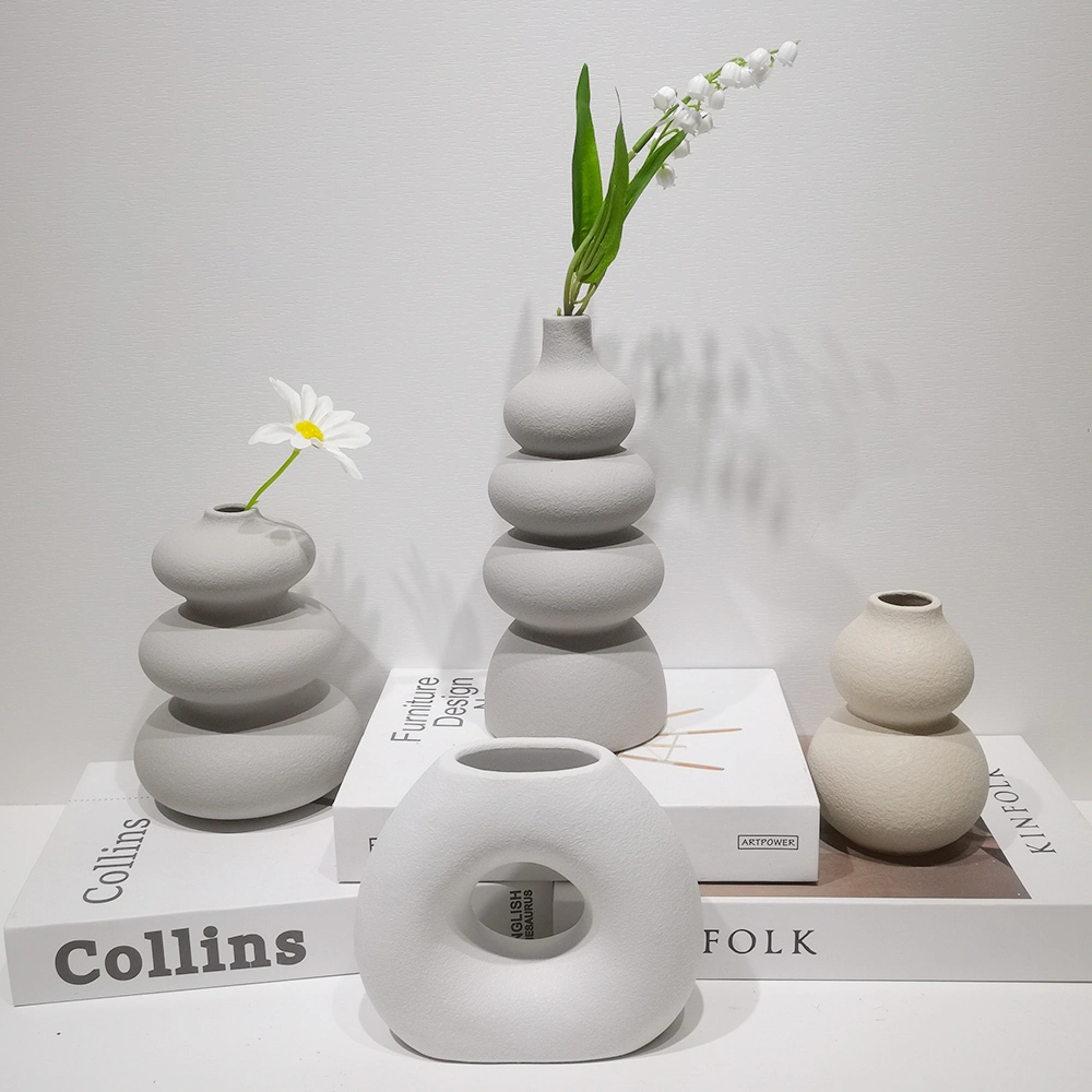 Hochzeit Abendessen Tisch Moderne Dekorative Weiß Keramik Vasen Pampas Gras Boho Blume Vase 1