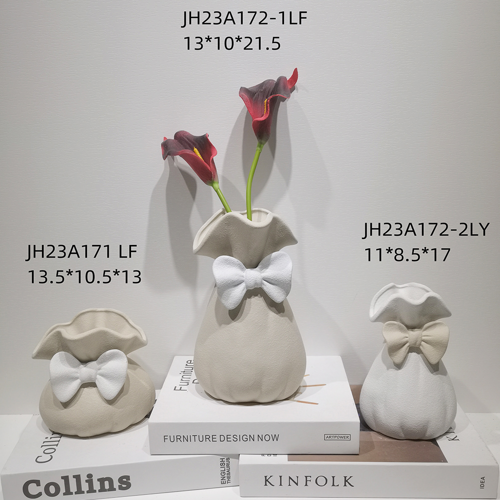 Estante de escritorio de estilo nórdico hecho a mano, decoración moderna de estilo bohemio, jarrones de cerámica para flores de pampas. 2