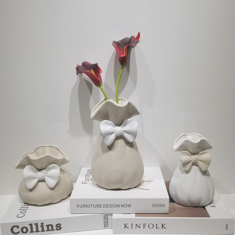 Estante de escritorio de estilo nórdico hecho a mano, decoración moderna de estilo bohemio, jarrones de cerámica para flores de pampas. 6