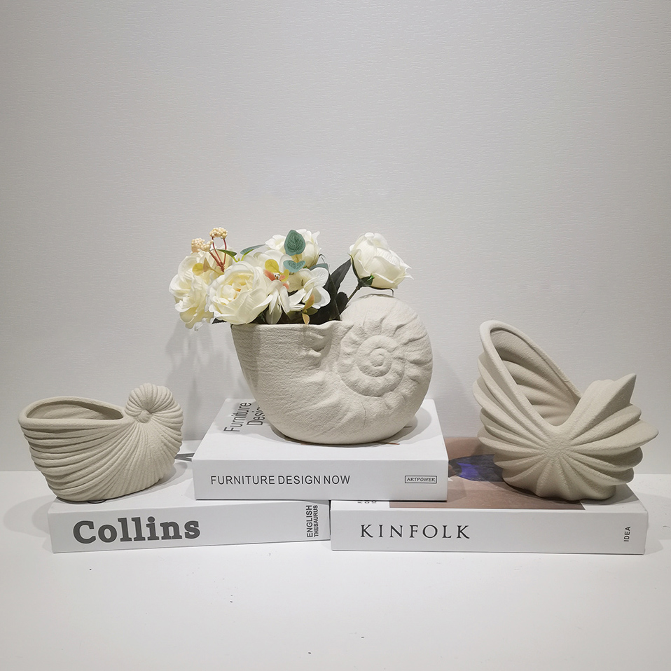 Home Party Tischdekoration Keramik Sukkulenten Topf Muschelförmige Kaktus Topf Pflanzer Blumentopf 2