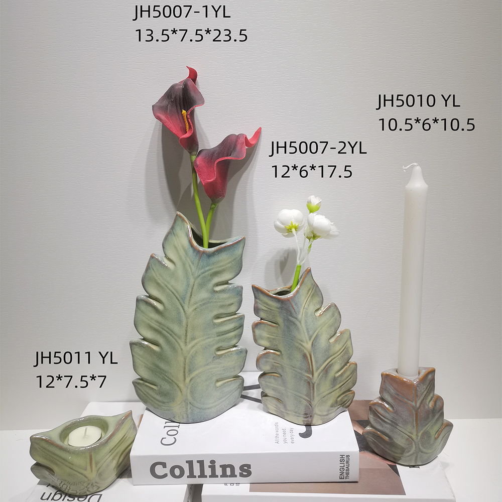 Jarrones de flores secas con forma de hojas para decoración del hogar, estilo bohemio moderno, para mesa de cena de boda y fiesta 3