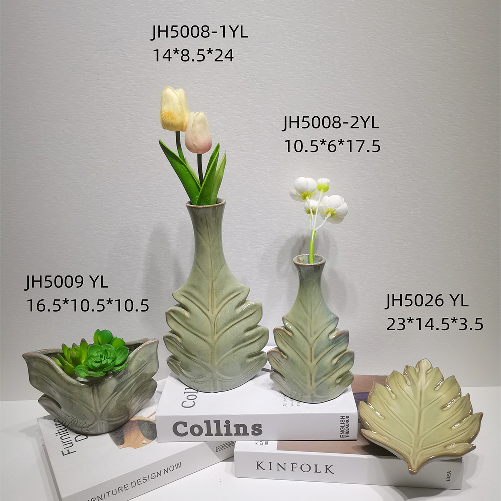 Jarrones de flores secas con forma de hojas para decoración del hogar, estilo bohemio moderno, para mesa de cena de boda y fiesta 6