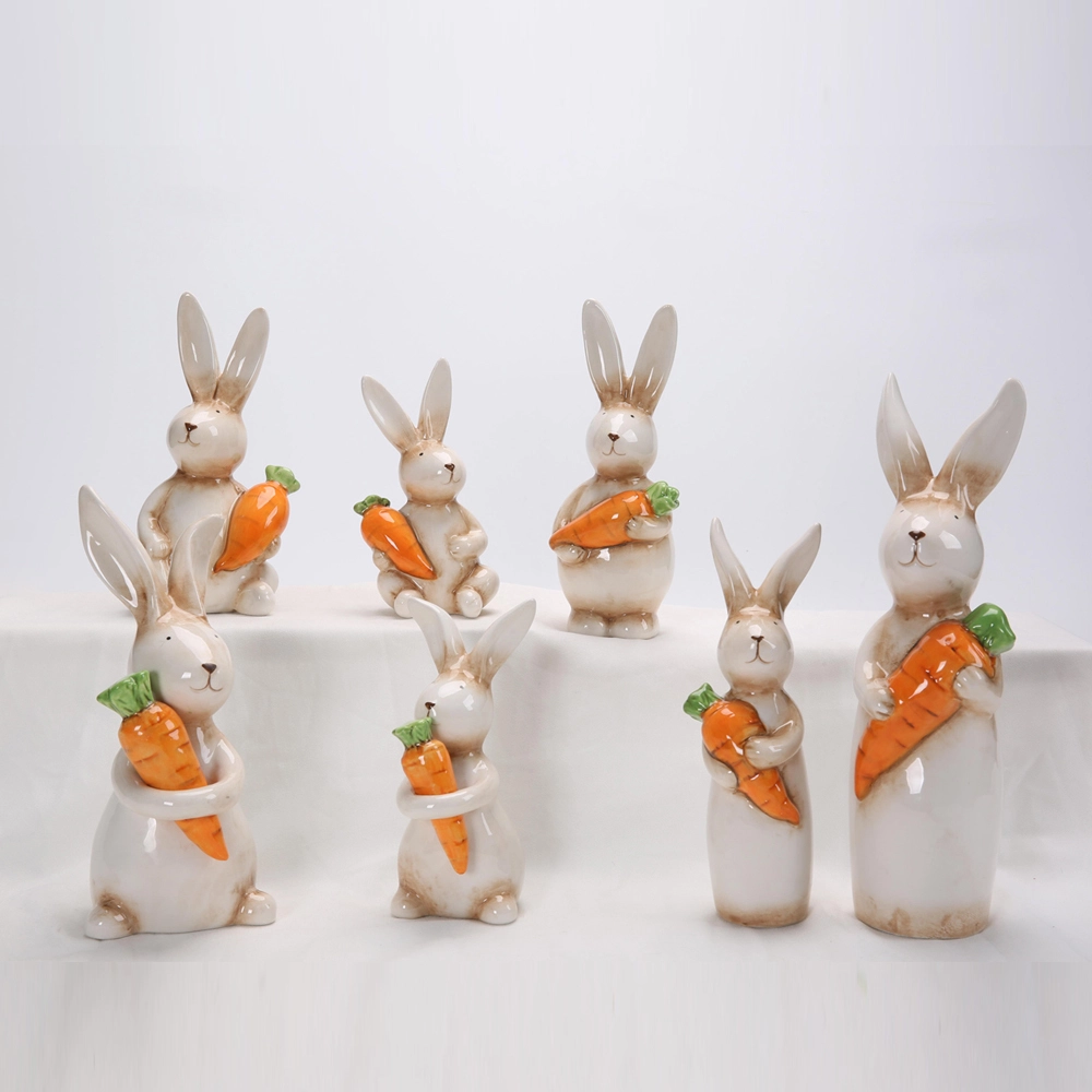 Centro de mesa decorativo de cerámica para fiestas en casa, figura de conejo, decoración 1
