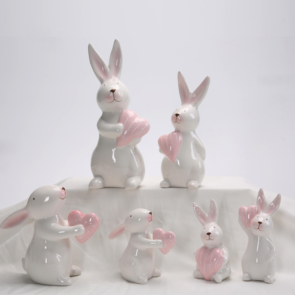 Home Party Supplies Tischplatte Keramik dekorative Herzstück Bunny Kaninchen Figur Dekor 6