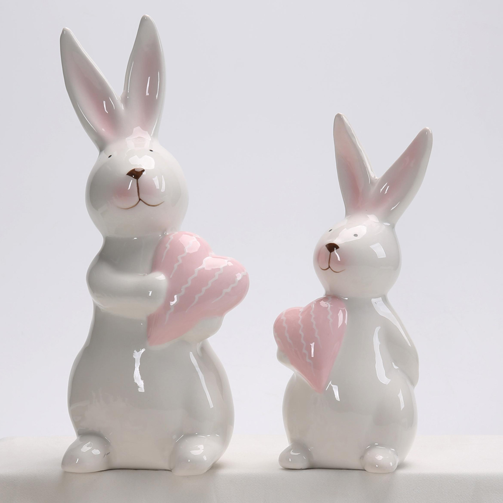 Home Party Supplies Tischplatte Keramik dekorative Herzstück Bunny Kaninchen Figur Dekor 7