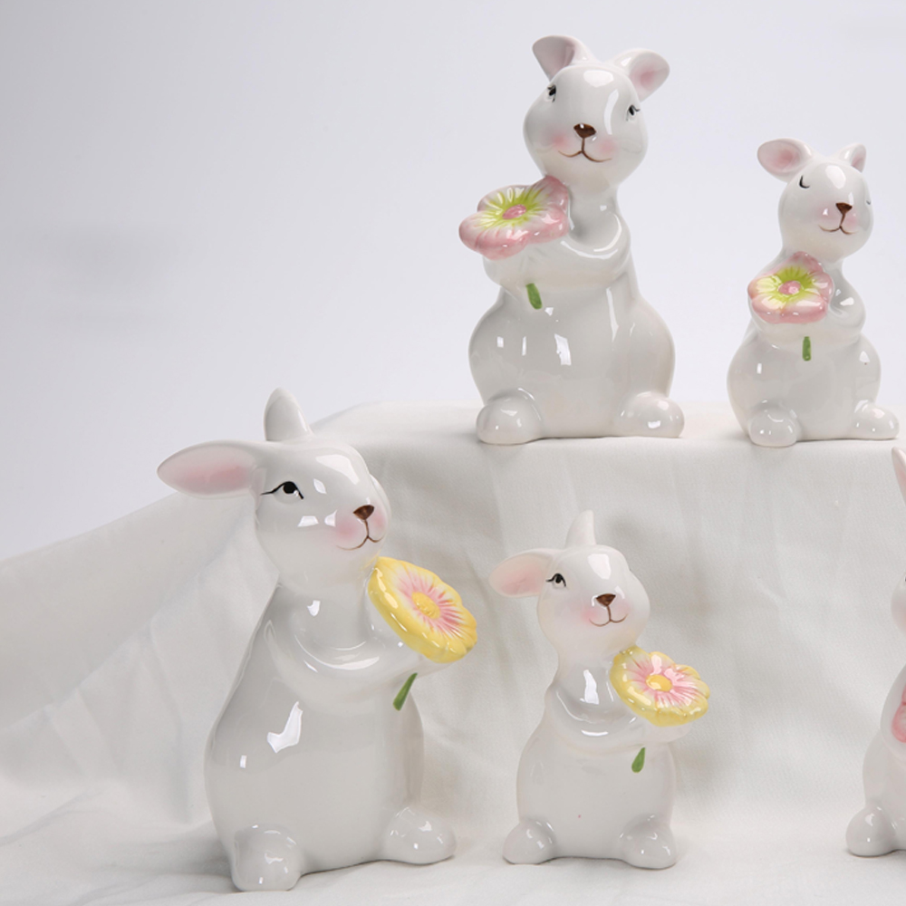 Home Party Supplies Tischplatte Keramik dekorative Herzstück Bunny Kaninchen Figur Dekor 5