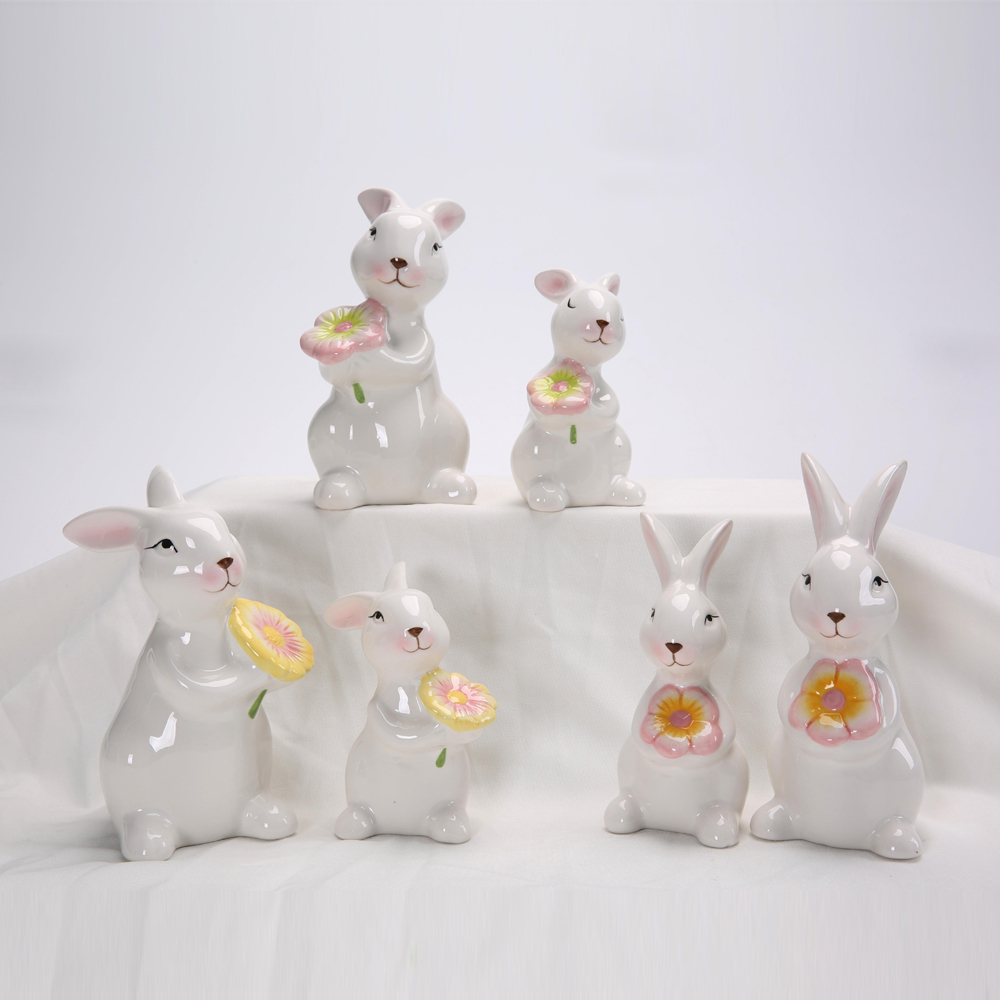 Home Party Supplies Tischplatte Keramik dekorative Herzstück Bunny Kaninchen Figur Dekor 9
