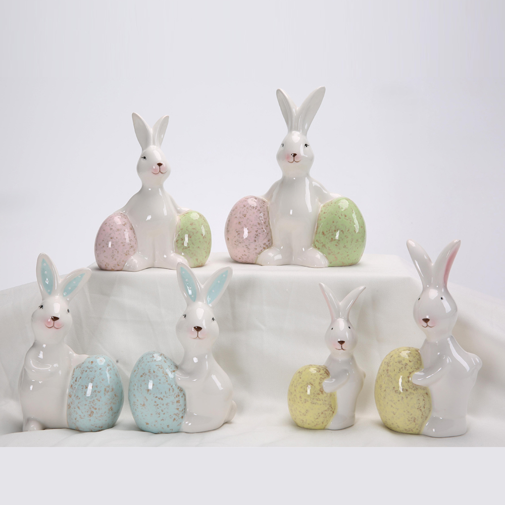 Ostern Home Office Tischdekoration Bunny Decor süße Bauernhaus rustikale Osterhasenstatue 1