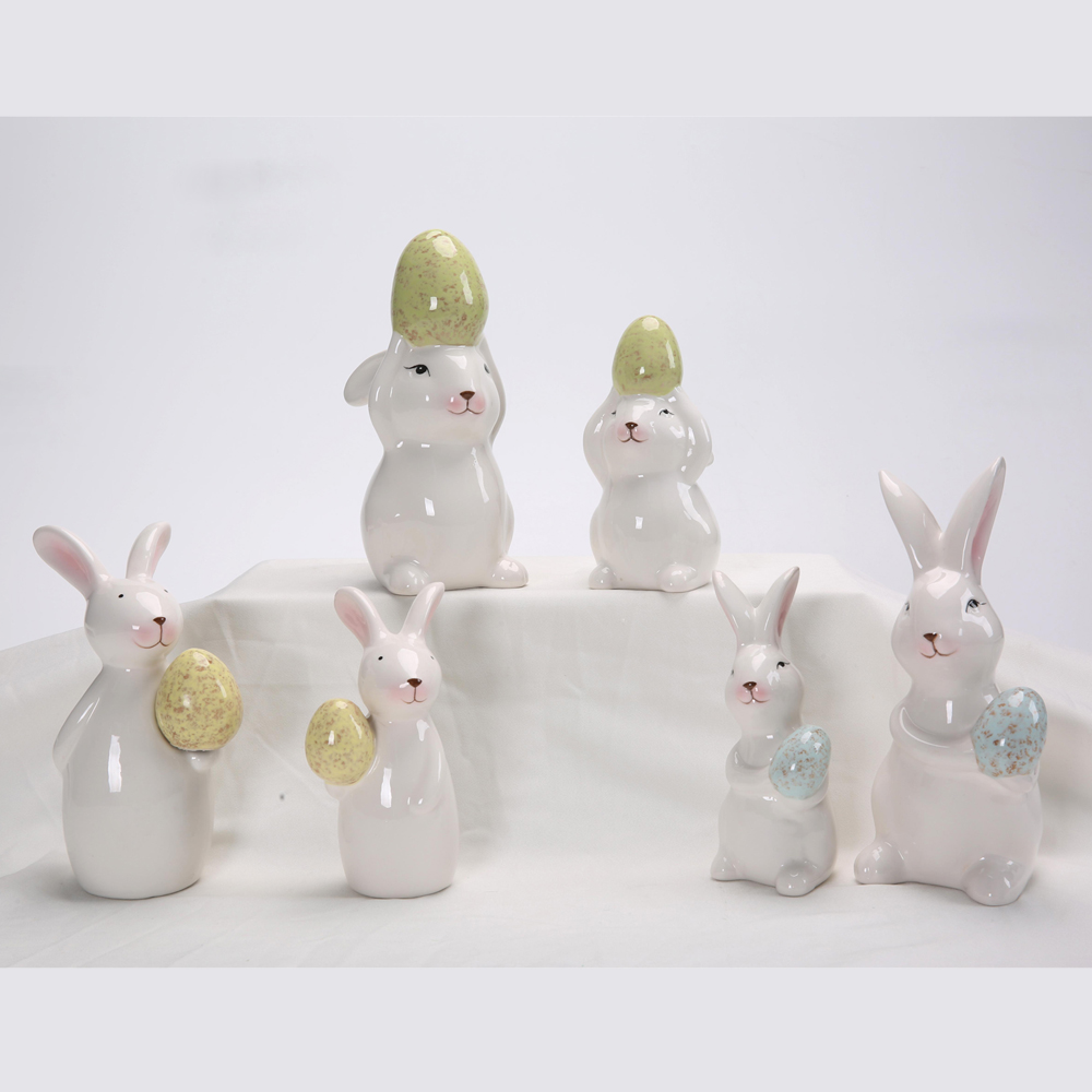 Ostern Home Office Tischdekoration Bunny Decor süße Bauernhaus rustikale Osterhasenstatue 2
