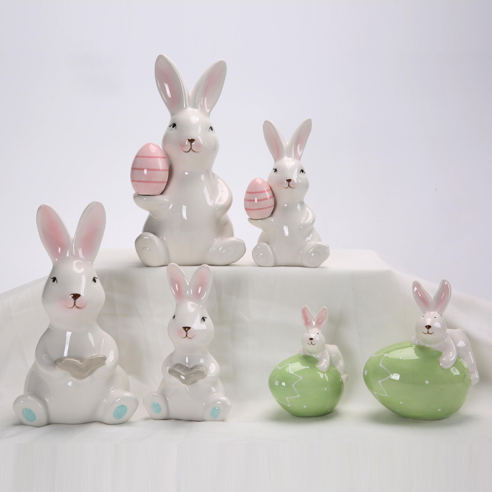 Ostern Home Office Tischdekoration Bunny Decor süße Bauernhaus rustikale Osterhasenstatue 4