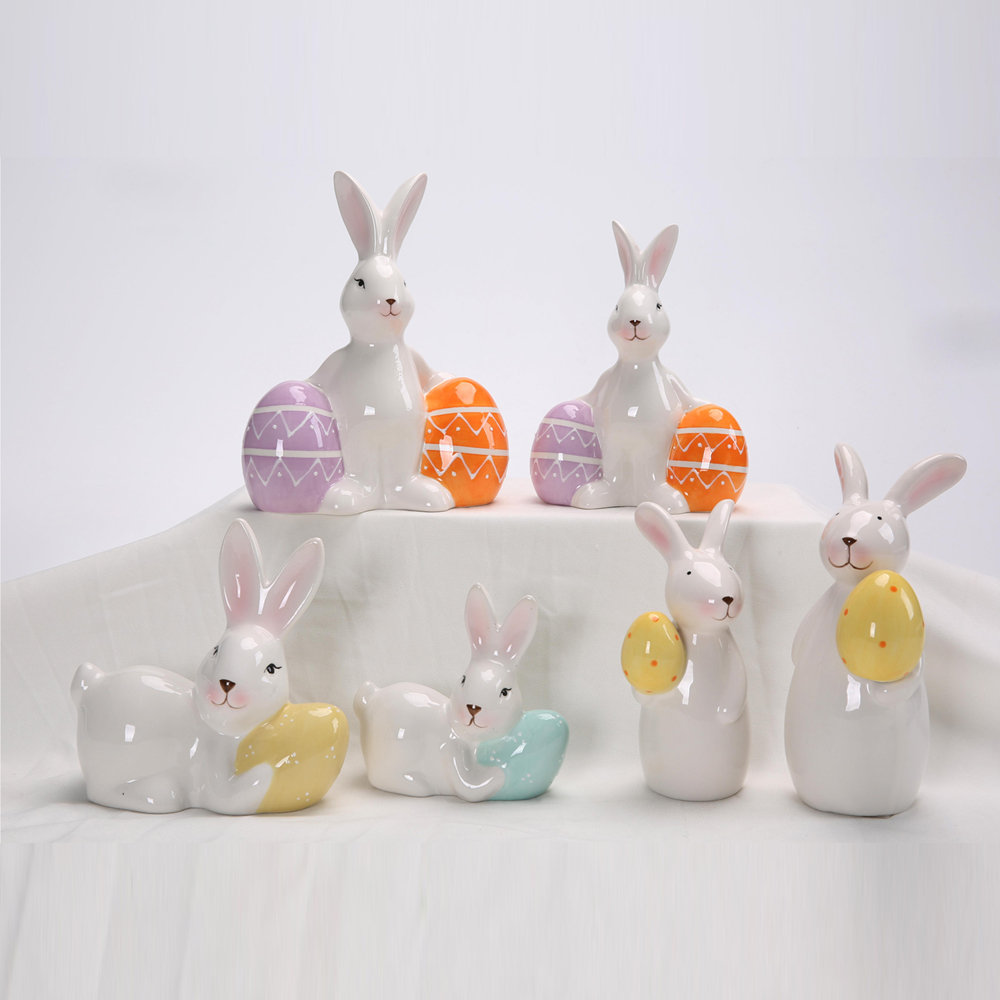 Ostern Home Office Tischdekoration Bunny Decor süße Bauernhaus rustikale Osterhasenstatue 6