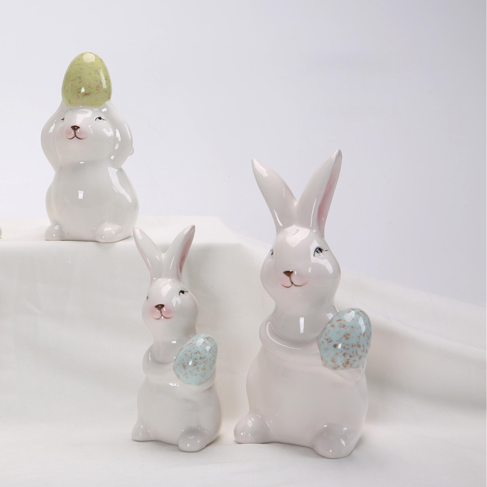 Ostern Home Office Tischdekoration Bunny Decor süße Bauernhaus rustikale Osterhasenstatue 7