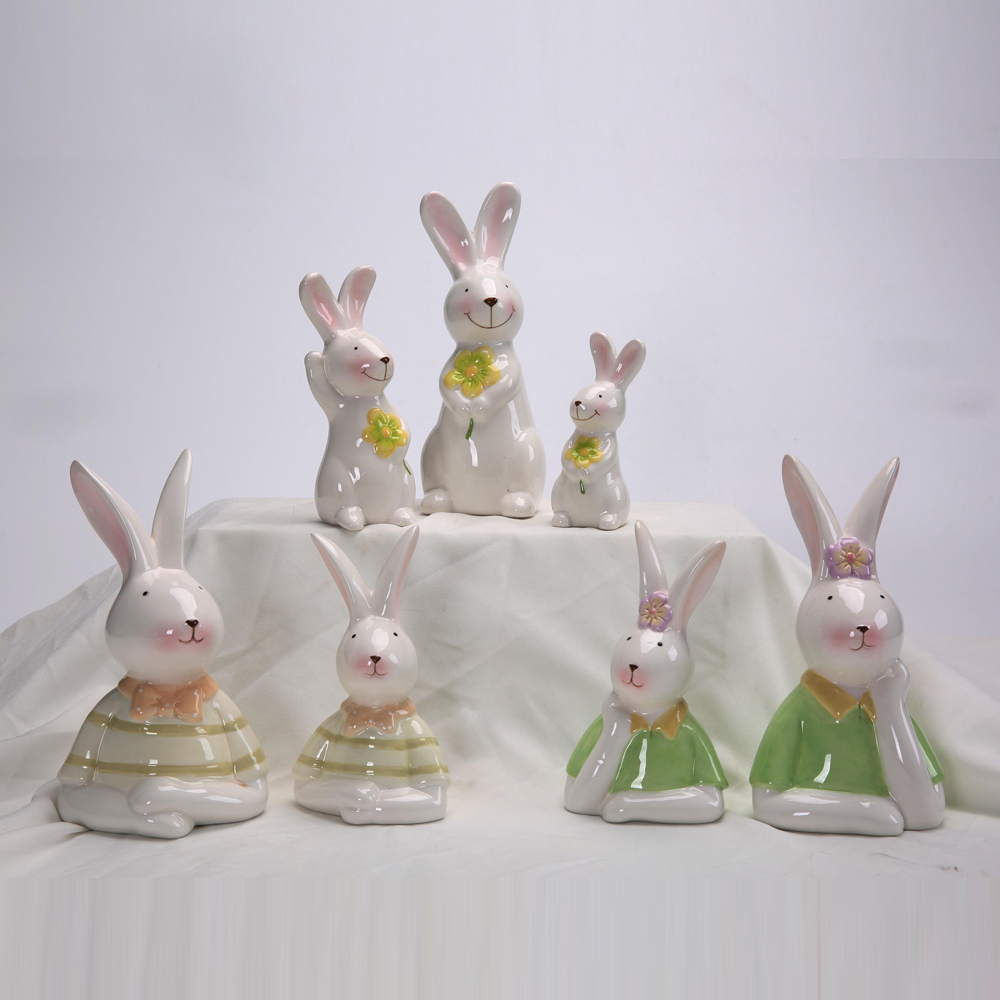 Handgemachte Artware Geschenke Ostern Home Decor Keramik Tier Familie Kaninchen Hase Figuren 1