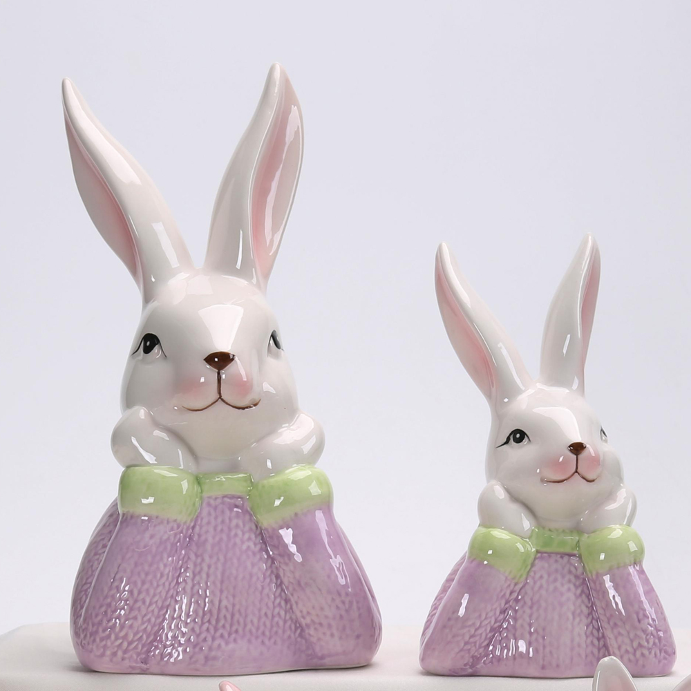 Handgemachte Artware Geschenke Ostern Home Decor Keramik Tier Familie Kaninchen Hase Figuren 2
