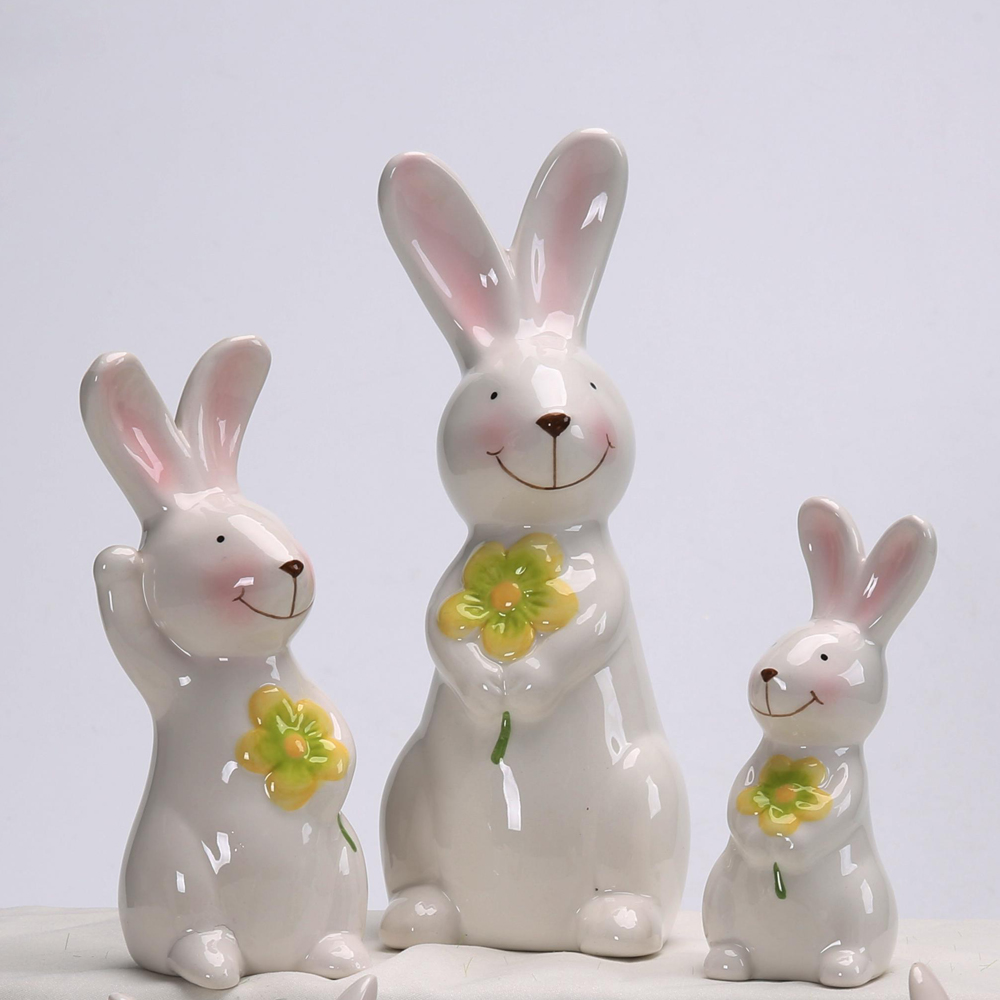 Handgemachte Artware Geschenke Ostern Home Decor Keramik Tier Familie Kaninchen Hase Figuren 5