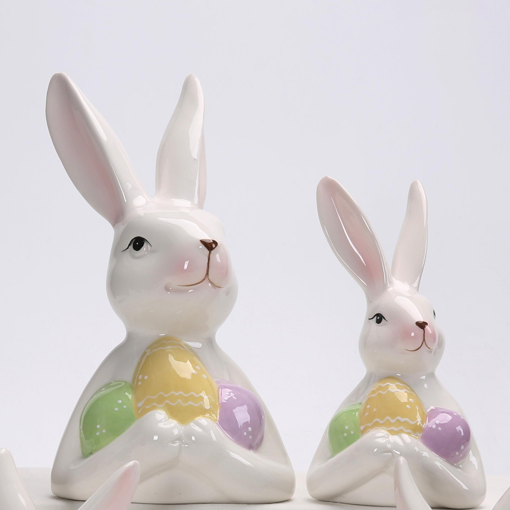 Handgemachte Artware Geschenke Ostern Home Decor Keramik Tier Familie Kaninchen Hase Figuren 3