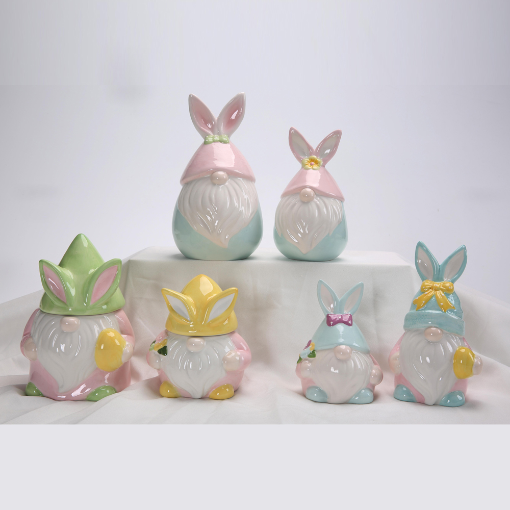 Frohe Ostern Gnome mit Eiern Dekor Keramik Osterhase handgemachte Frühling Ostern Elf Geschenke 1
