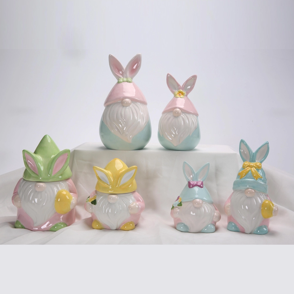 Frohe Ostern Gnome mit Eiern Dekor Keramik Osterhase handgemachte Frühling Ostern Elf Geschenke 1
