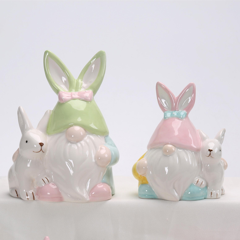 Frohe Ostern Gnome mit Eiern Dekor Keramik Osterhase handgemachte Frühling Ostern Elf Geschenke 3