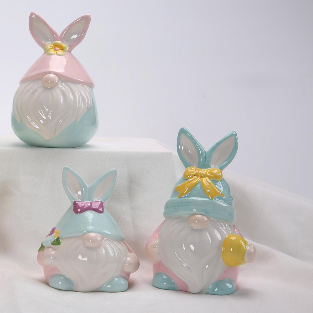 Frohe Ostern Gnome mit Eiern Dekor Keramik Osterhase handgemachte Frühling Ostern Elf Geschenke 6