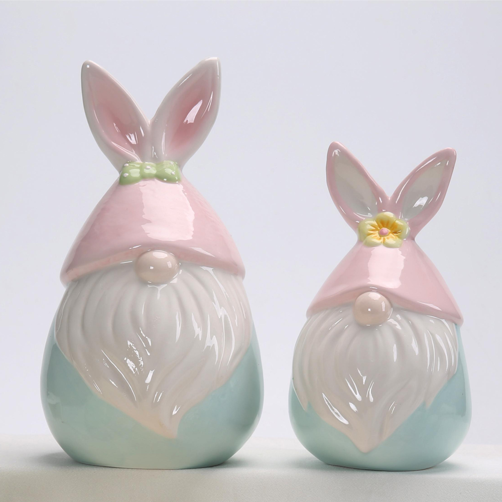 Frohe Ostern Gnome mit Eiern Dekor Keramik Osterhase handgemachte Frühling Ostern Elf Geschenke 7
