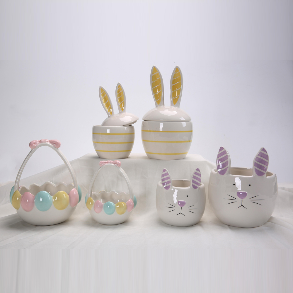 Frühling Home Decor Osterhase Kaninchen Eier Dekorationen Keramik Kaninchen Figurine Hase Eier Figuren 2