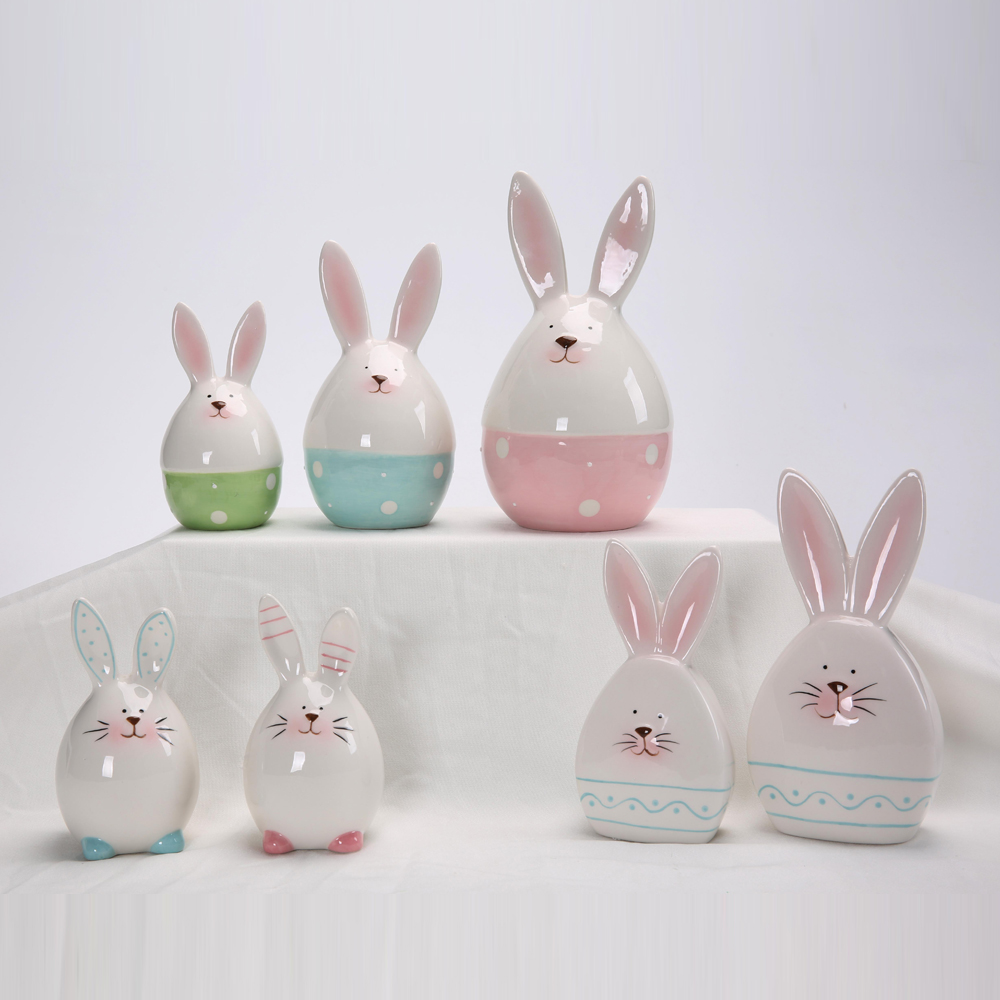 Frühling Home Decor Osterhase Kaninchen Eier Dekorationen Keramik Kaninchen Figurine Hase Eier Figuren 4
