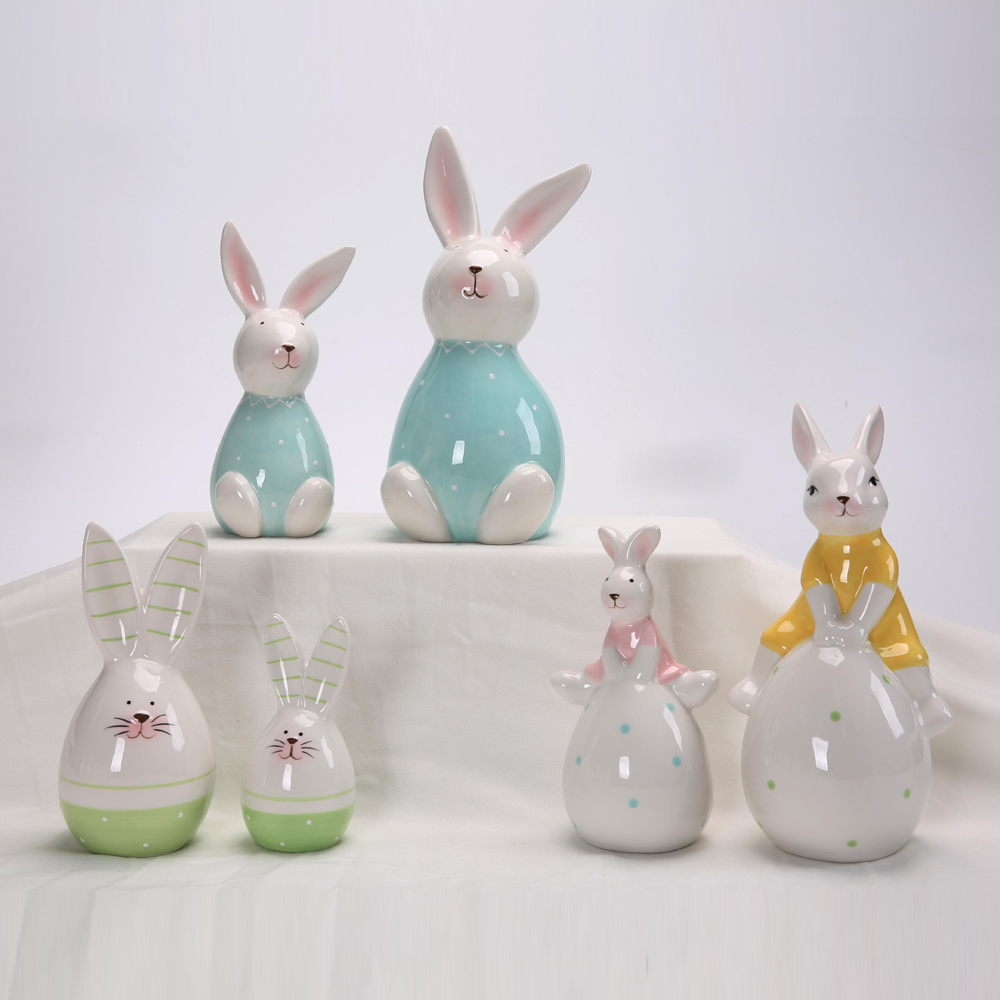 Frühling Home Decor Osterhase Kaninchen Eier Dekorationen Keramik Kaninchen Figurine Hase Eier Figuren 3