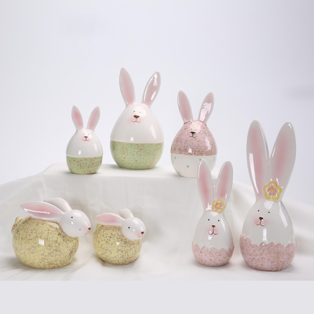 Frühling Home Decor Osterhase Kaninchen Eier Dekorationen Keramik Kaninchen Figurine Hase Eier Figuren 7