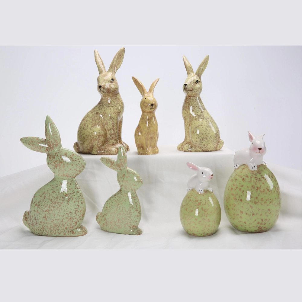 Decoración de mesa para fiesta de jardín de primavera y Pascua, huevera de cerámica con forma de conejo, soporte para huevos de conejo de Pascua 1