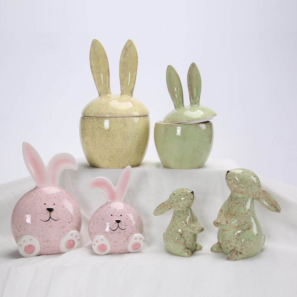 Ostern Frühling Garten Party Tisch Dekoration Keramik Kaninchen Eierbecher Osterhase Eierständer Halter 3