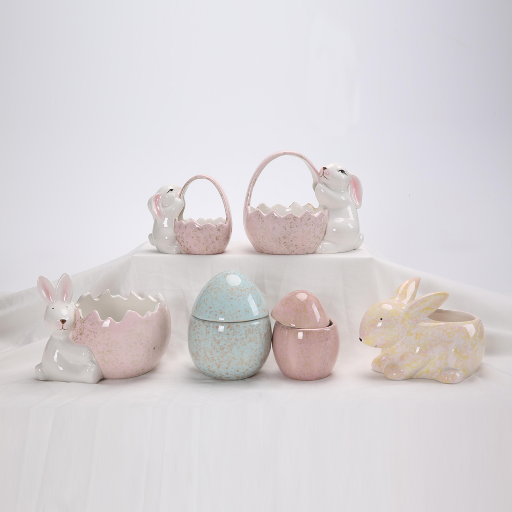 Keramik-Kaninchen-Osterkorb, Porzellan-Hasenschalen, süße Partygeschenke, Blumentopf, kleine Süßigkeiten-Servierschalen, Kindergeschenke 2