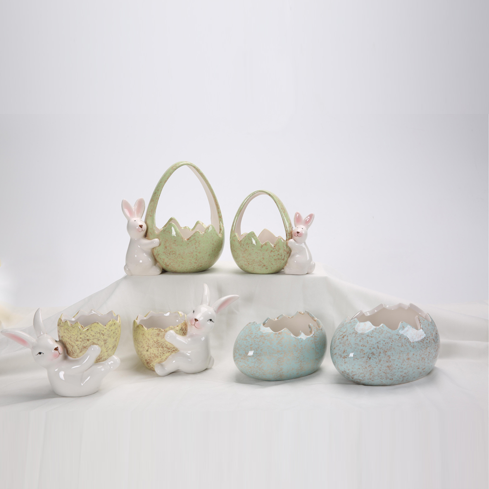 Keramik-Kaninchen-Osterkorb, Porzellan-Hasenschalen, süße Partygeschenke, Blumentopf, kleine Süßigkeiten-Servierschalen, Kindergeschenke 3