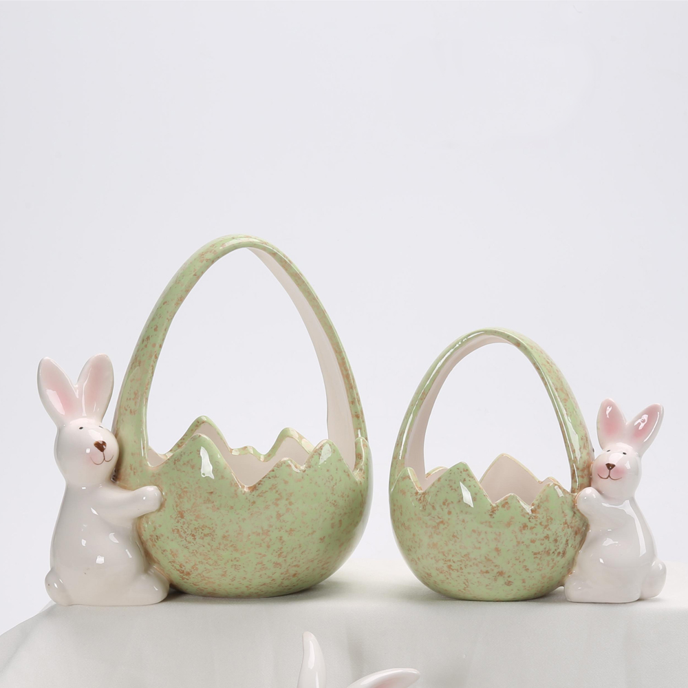 Keramik-Kaninchen-Osterkorb, Porzellan-Hasenschalen, süße Partygeschenke, Blumentopf, kleine Süßigkeiten-Servierschalen, Kindergeschenke 4