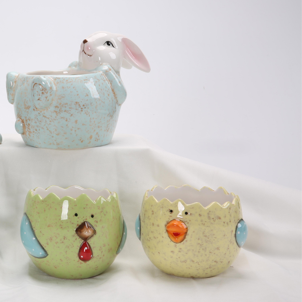 Keramik-Kaninchen-Osterkorb, Porzellan-Hasenschalen, süße Partygeschenke, Blumentopf, kleine Süßigkeiten-Servierschalen, Kindergeschenke 5