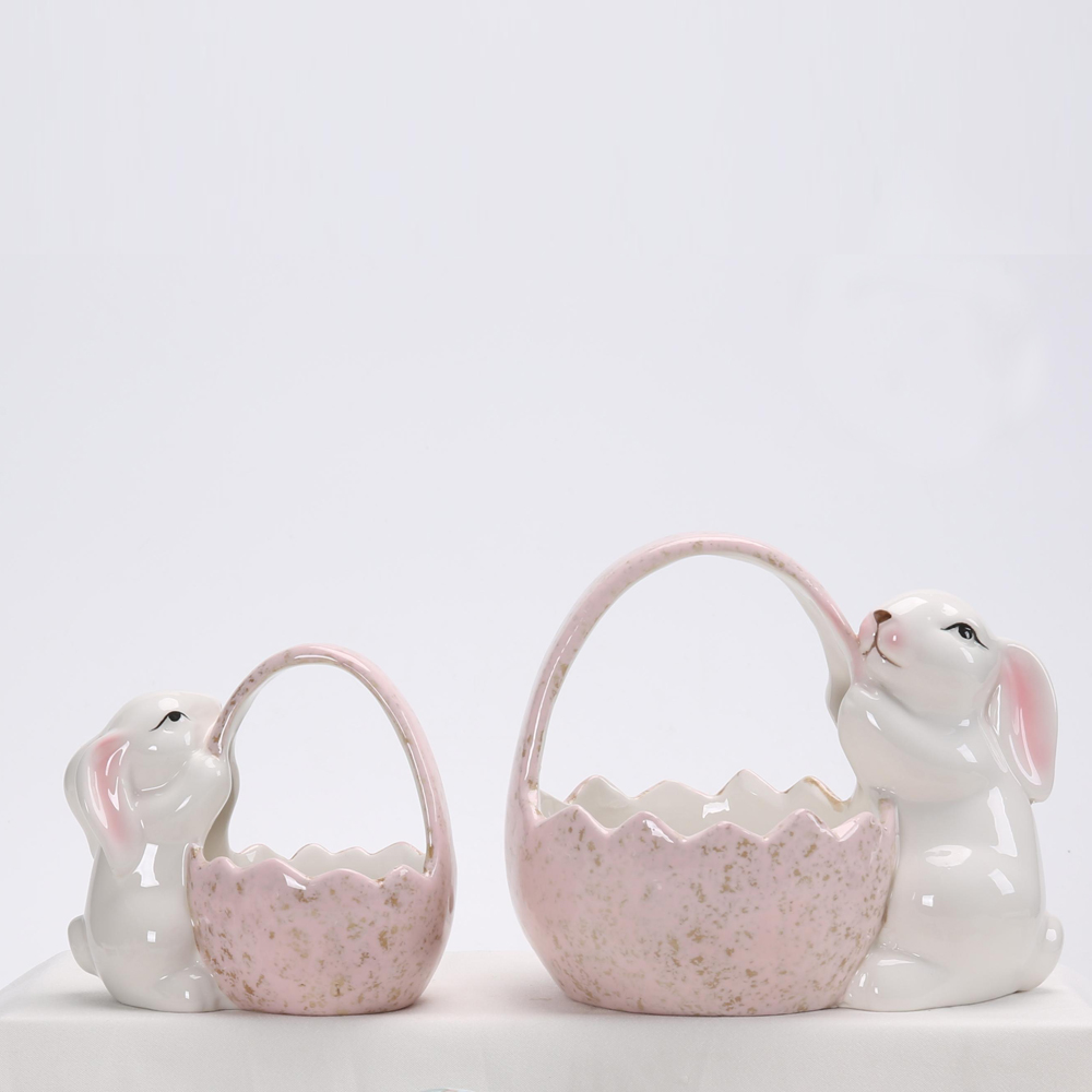 Keramik-Kaninchen-Osterkorb, Porzellan-Hasenschalen, süße Partygeschenke, Blumentopf, kleine Süßigkeiten-Servierschalen, Kindergeschenke 6