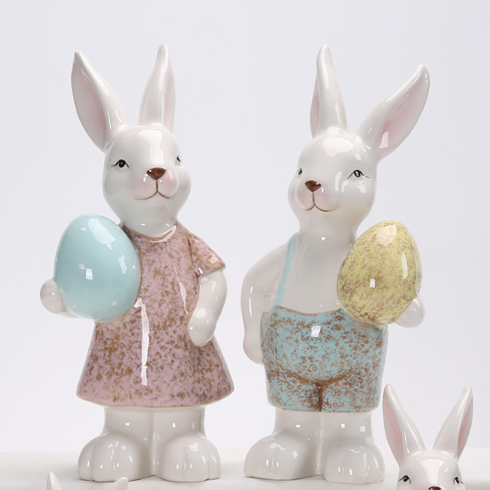 Ostern Keramik Hase Kaninchen Figuren Porzellan Geschenk Moderne Nordische Tier Statue für Dekoration Einrichtung Wohnkultur 2