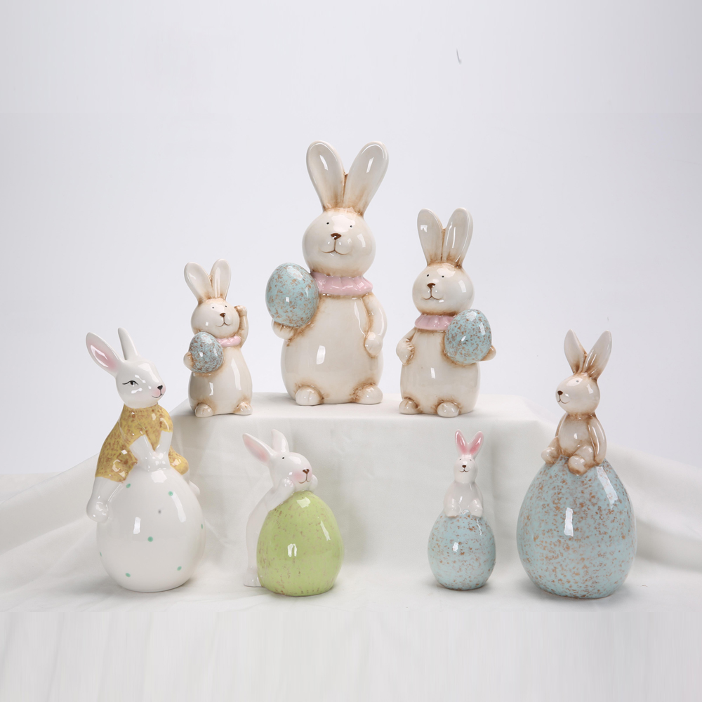 Ostern Keramik Hase Kaninchen Figuren Porzellan Geschenk Moderne Nordische Tier Statue für Dekoration Einrichtung Wohnkultur 1