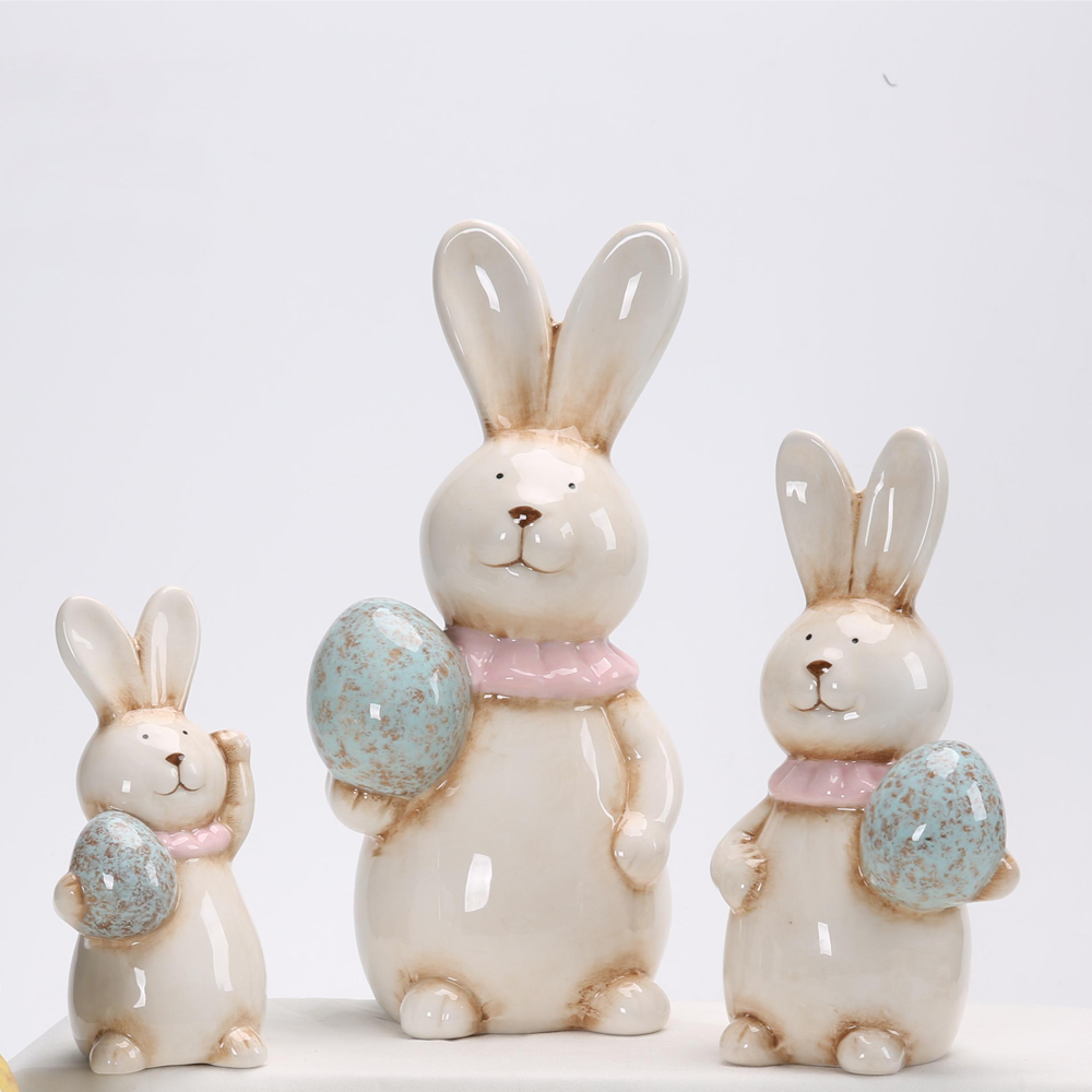 Ostern Keramik Hase Kaninchen Figuren Porzellan Geschenk Moderne Nordische Tier Statue für Dekoration Einrichtung Wohnkultur 3